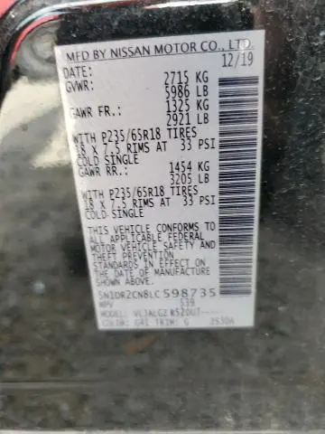 2020 NISSAN PATHFINDER SL  