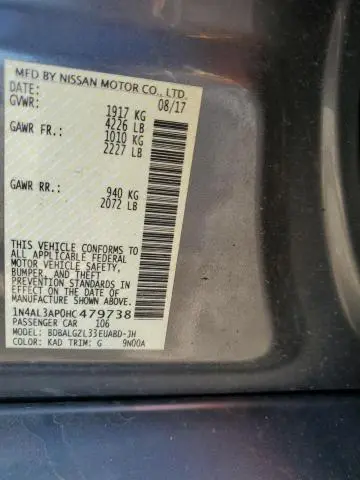 2017 NISSAN ALTIMA 2.5  