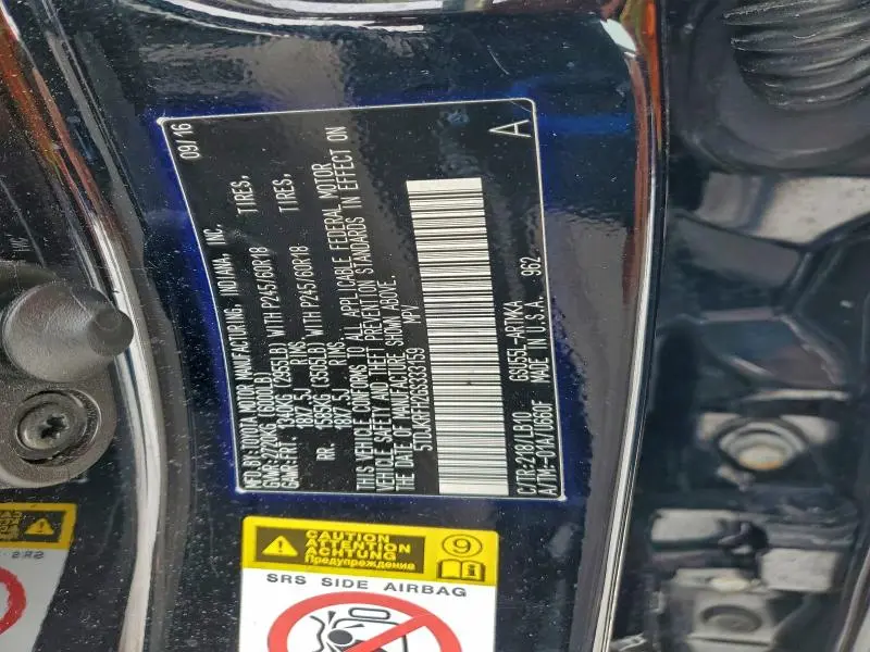 2016 TOYOTA HIGHLANDER XLE  