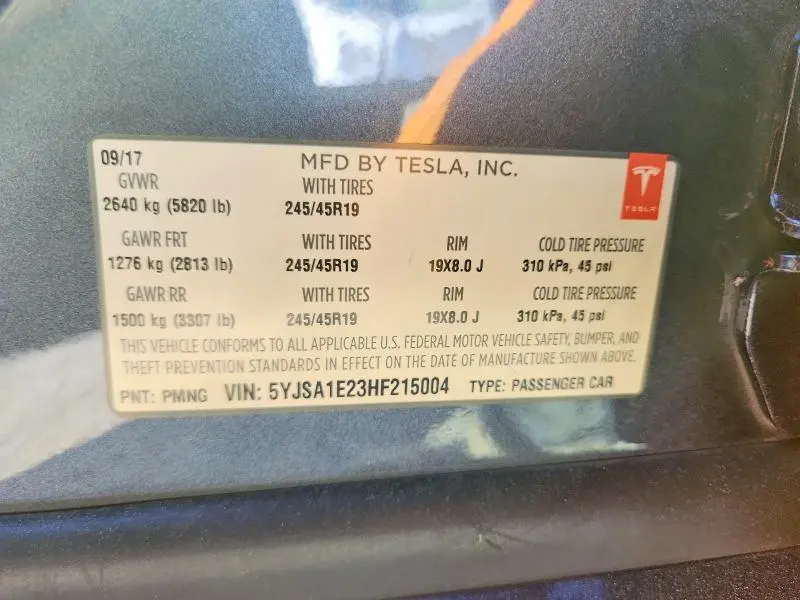 2017 TESLA MODEL S   