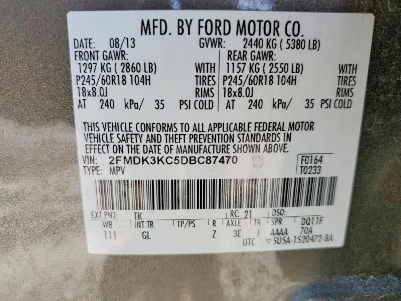 2013 FORD EDGE LIMITED  