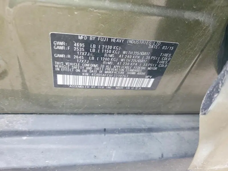 2015 SUBARU OUTBACK 2.5I PREMIUM  