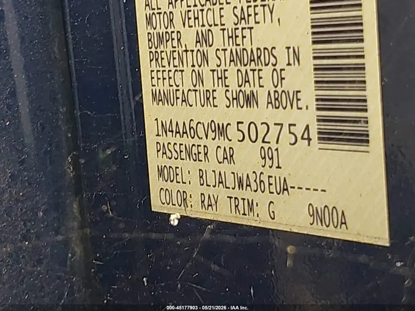 2021 NISSAN MAXIMA SV XTRONIC CVT