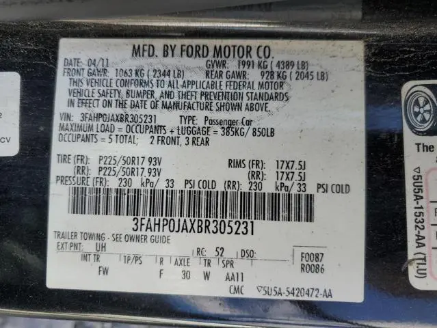 2011 FORD FUSION SEL  