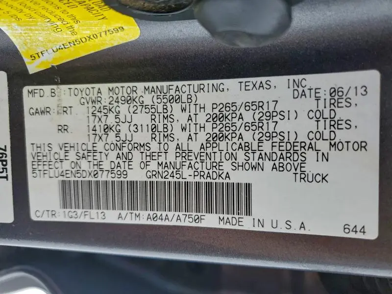 2013 TOYOTA TACOMA DOUBLE CAB  