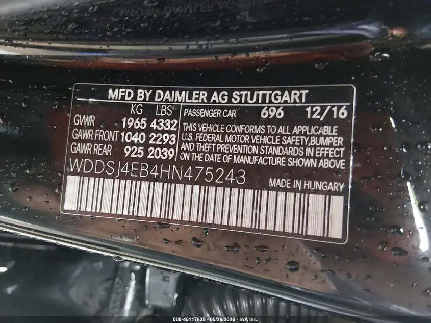 2017 MERCEDES-BENZ CLA 250  
