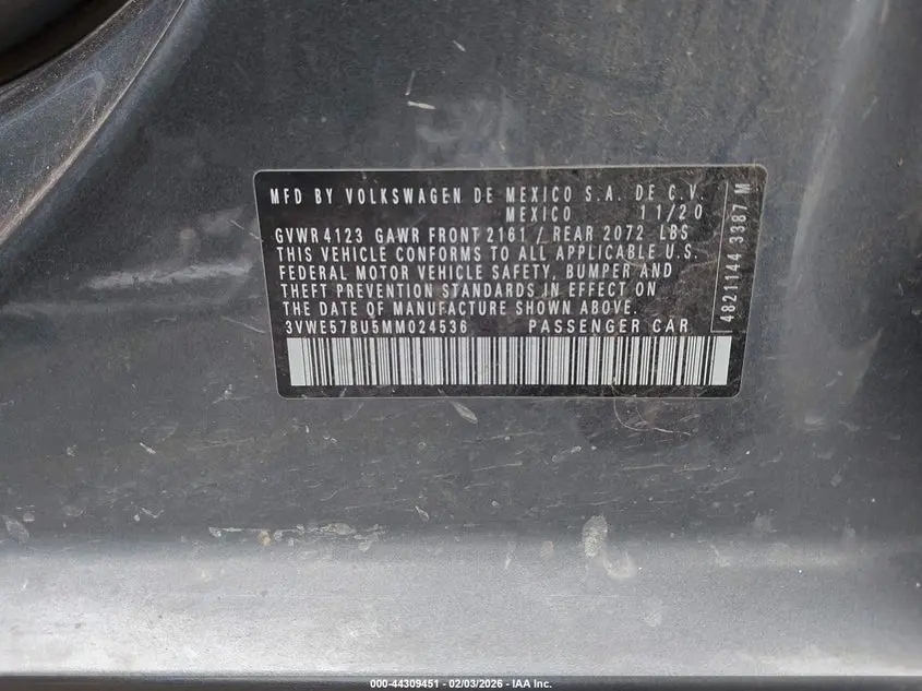 2021 VOLKSWAGEN JETTA 1.4T SEL