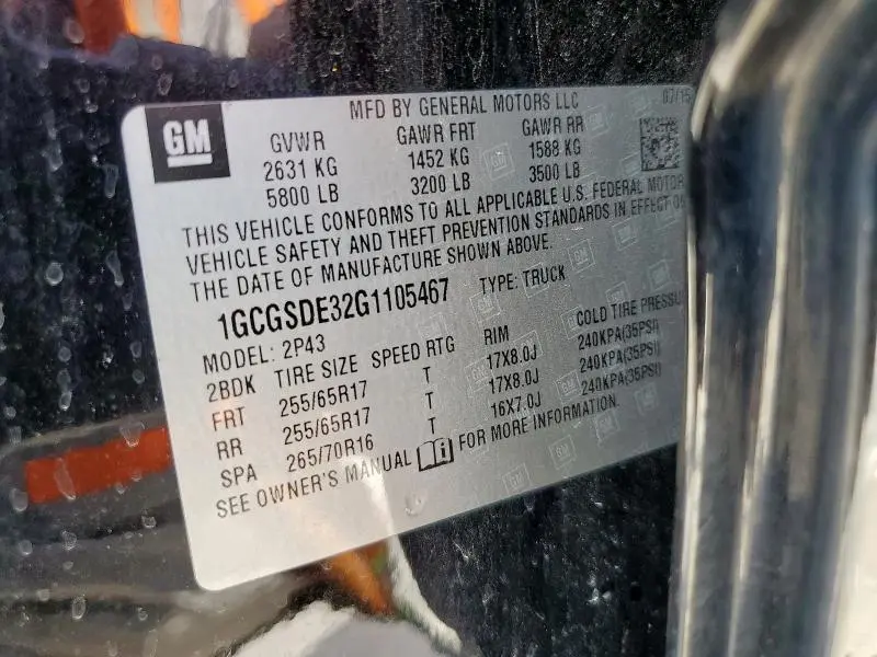 2016 CHEVROLET COLORADO Z71  