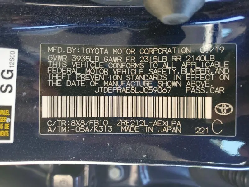 2020 TOYOTA COROLLA LE  