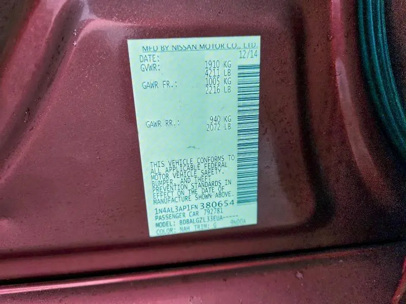 2015 NISSAN ALTIMA 2.5  