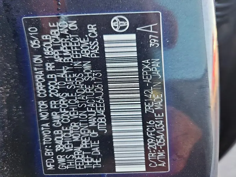 2010 TOYOTA COROLLA LE  