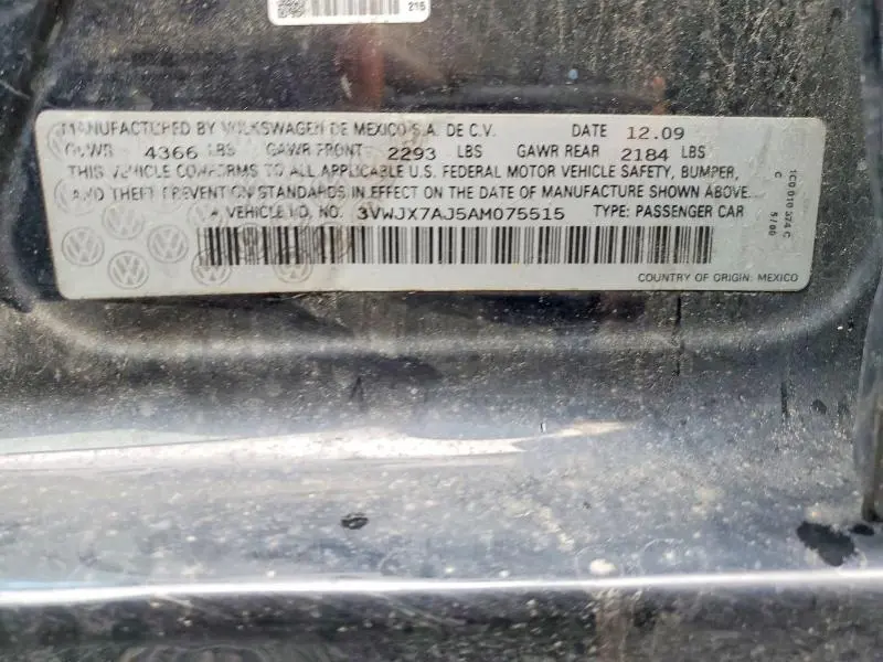 2010 VOLKSWAGEN JETTA S   