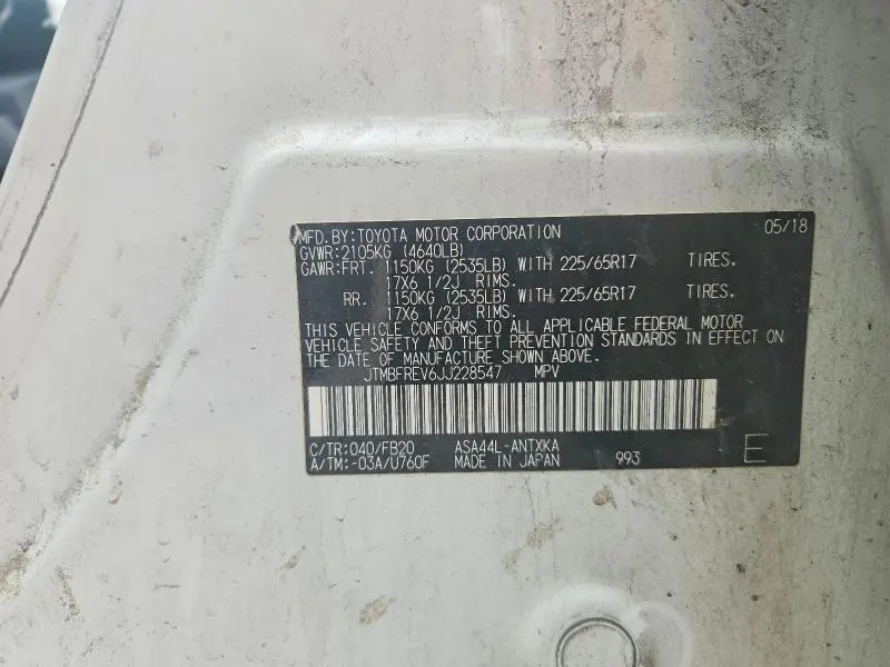 2018 TOYOTA RAV4 LE  