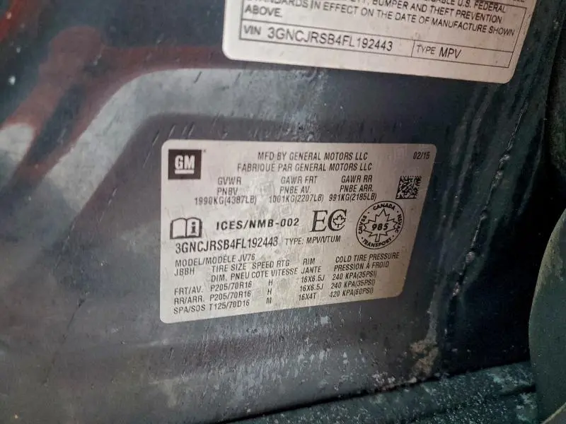 2015 CHEVROLET TRAX 1LT  