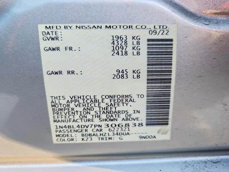 2023 NISSAN ALTIMA 2.5 SV  