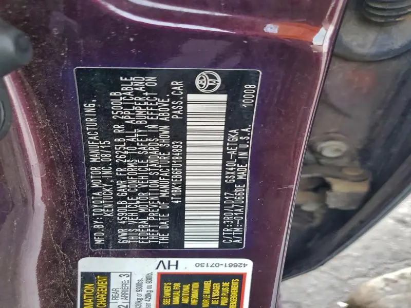 2015 TOYOTA AVALON XLE  