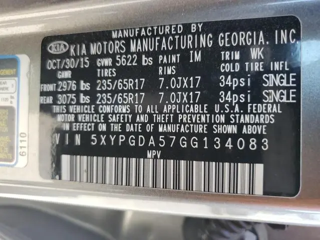 2016 KIA SORENTO LX  