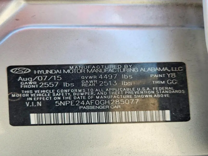 2016 HYUNDAI SONATA SE  