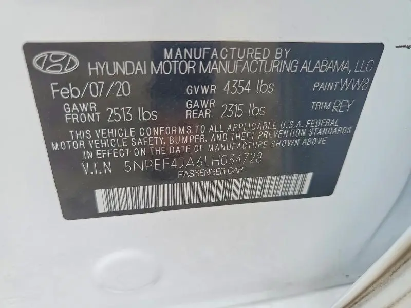 2020 HYUNDAI SONATA SEL  