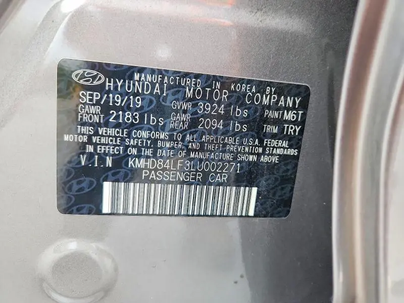2020 HYUNDAI ELANTRA SEL  