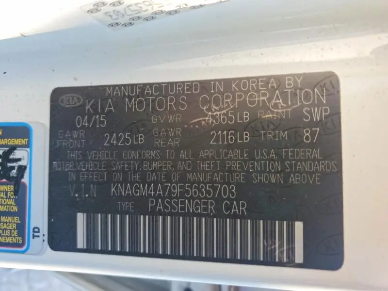 2015 KIA OPTIMA LX  