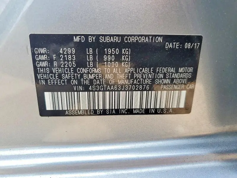 2018 SUBARU IMPREZA   