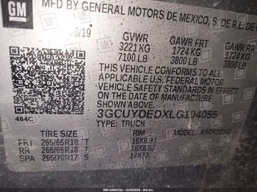 2020 CHEVROLET SILVERADO 1500 4WD  STANDARD BED LT