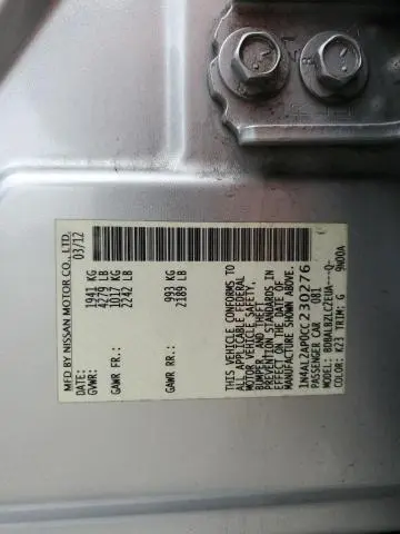 2012 NISSAN ALTIMA BASE  