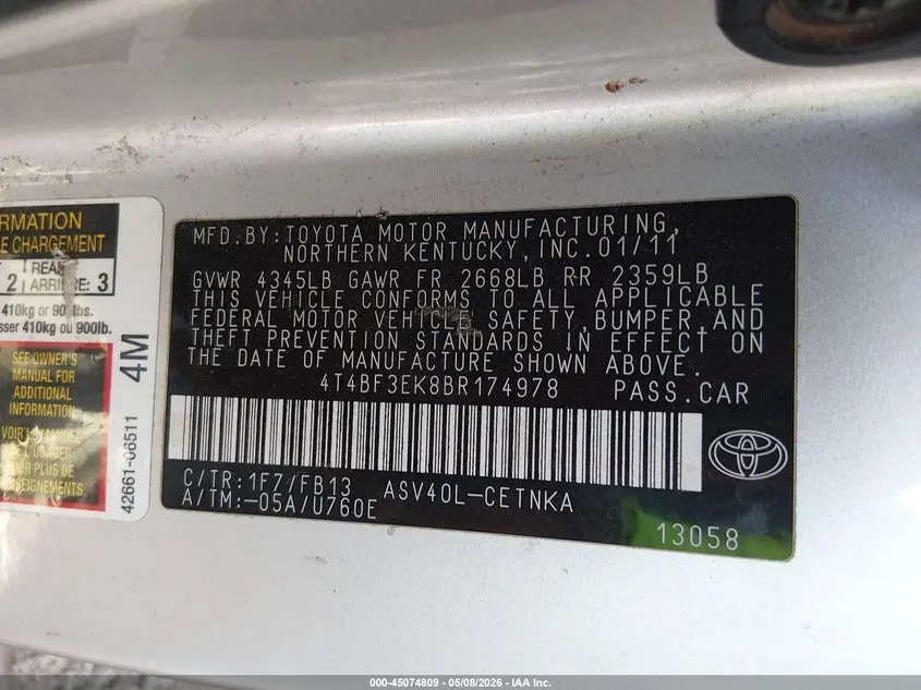 2011 TOYOTA CAMRY LE