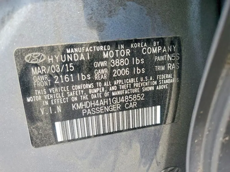 2016 HYUNDAI ELANTRA SPORT  