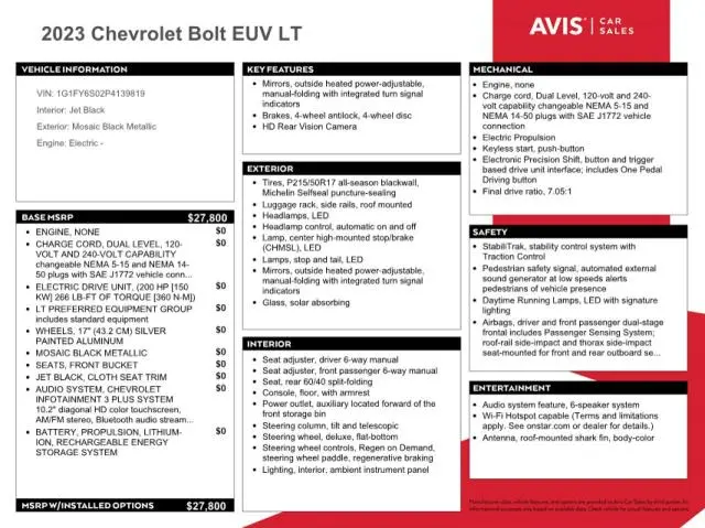 2023 CHEVROLET BOLT EUV LT  