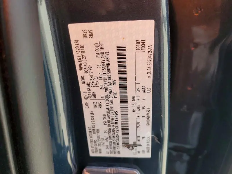 2019 FORD ESCAPE S  