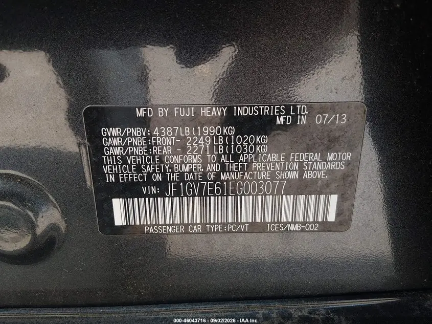 2014 SUBARU IMPREZA WRX  