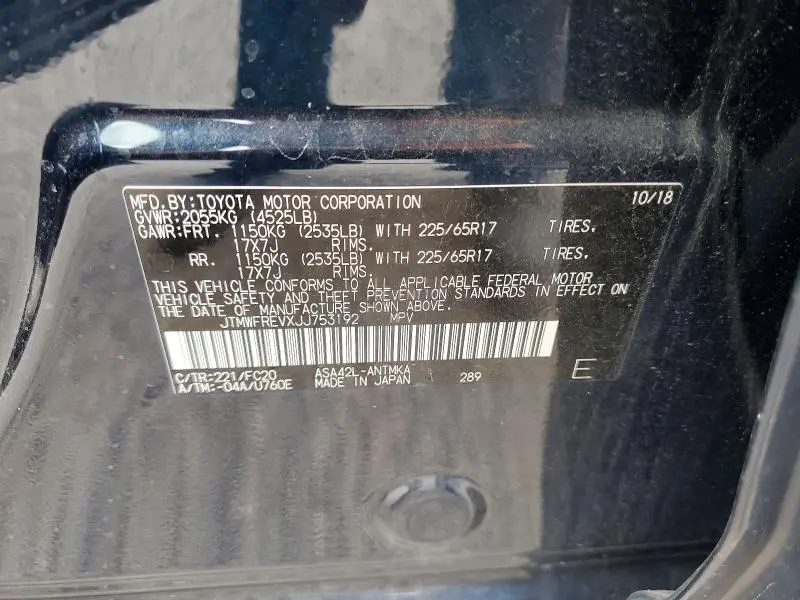 2018 TOYOTA RAV4 XLE  