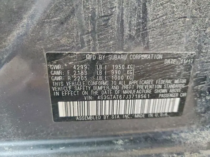 2018 SUBARU IMPREZA LIMITED  