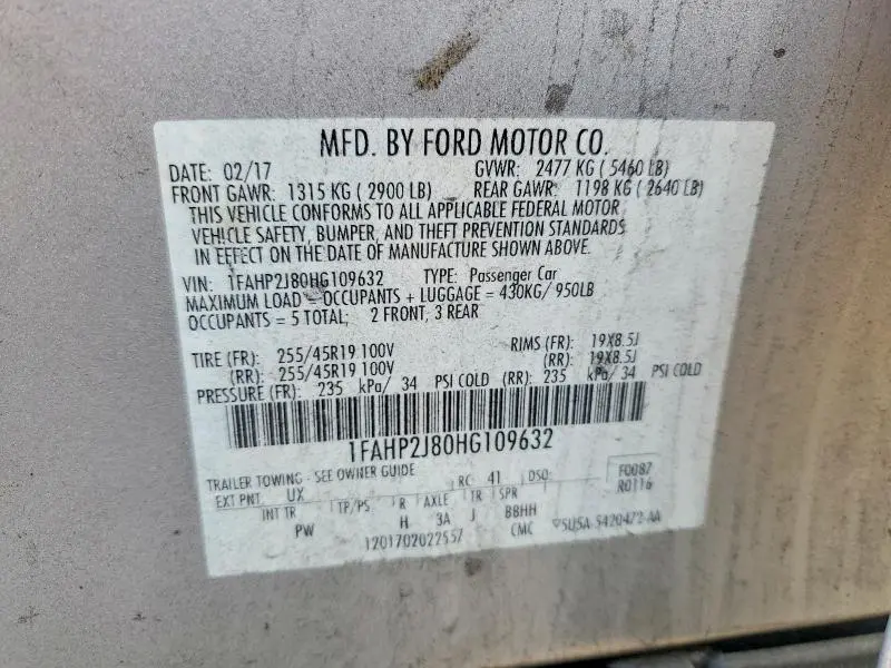 2017 FORD TAURUS LIMITED  