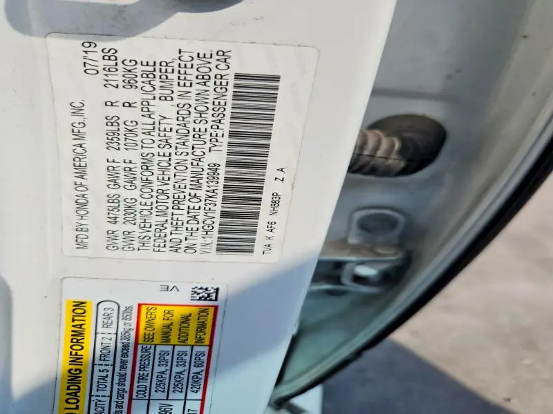 2019 HONDA ACCORD SPORT  