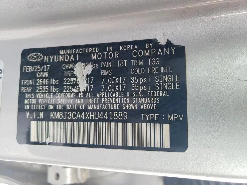 2017 HYUNDAI TUCSON SE  