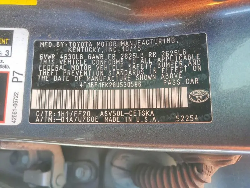 2016 TOYOTA CAMRY SE  