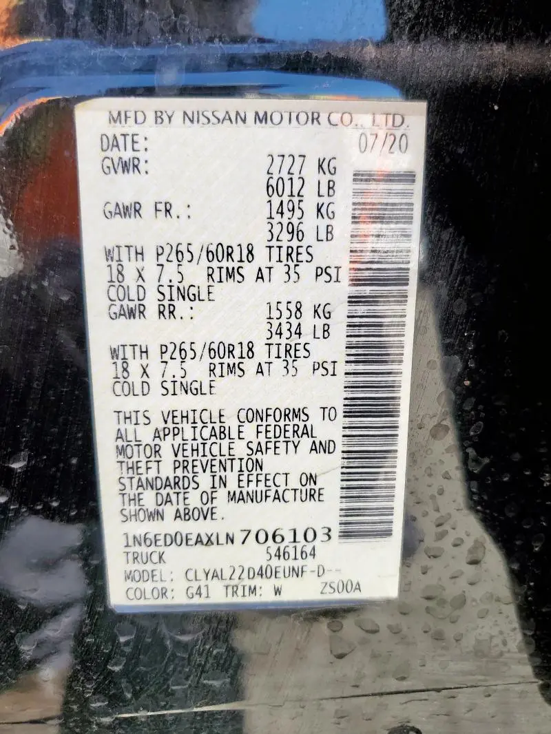 2020 NISSAN FRONTIER S