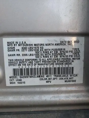 2014 MITSUBISHI OUTLANDER SPORT ES  