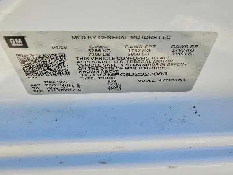 2018 GMC SIERRA K1500 SLE  