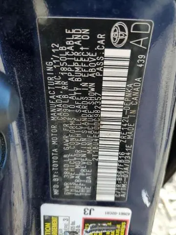 2013 TOYOTA COROLLA BASE  