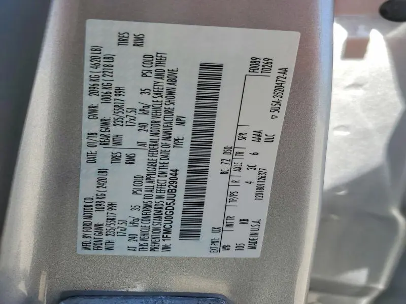 2018 FORD ESCAPE SE  