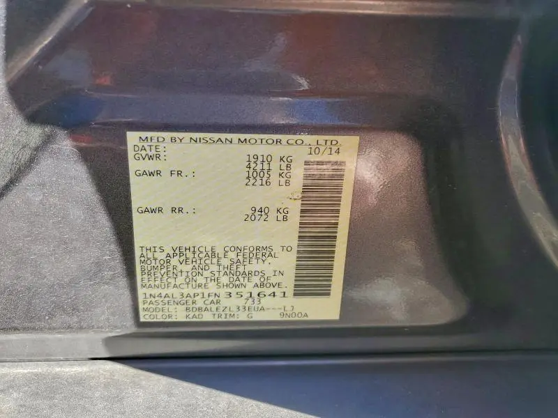 2015 NISSAN ALTIMA 2.5  