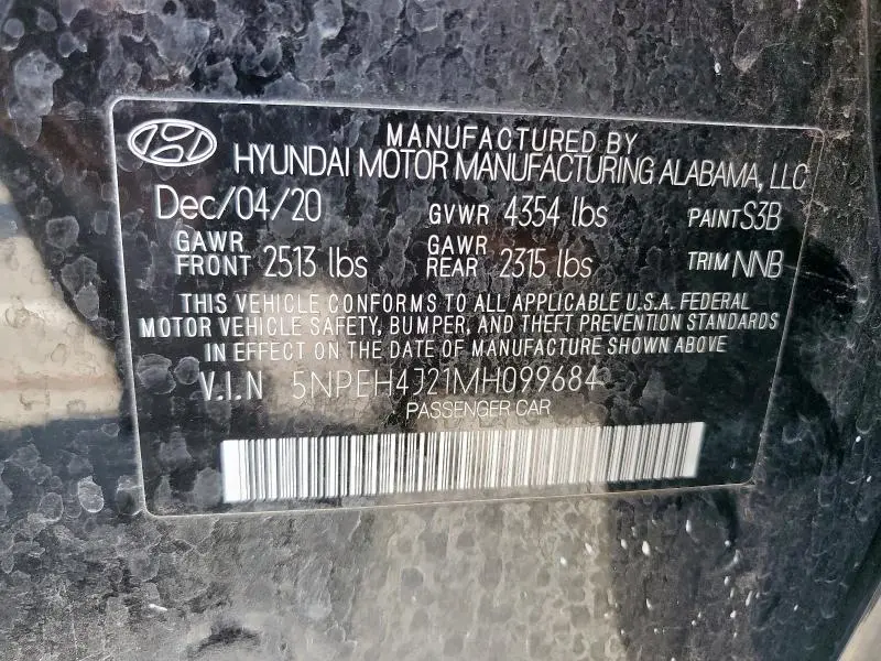 2021 HYUNDAI SONATA LIMITED  