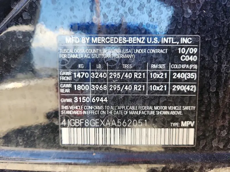 2010 MERCEDES-BENZ GL 550 4MATIC  