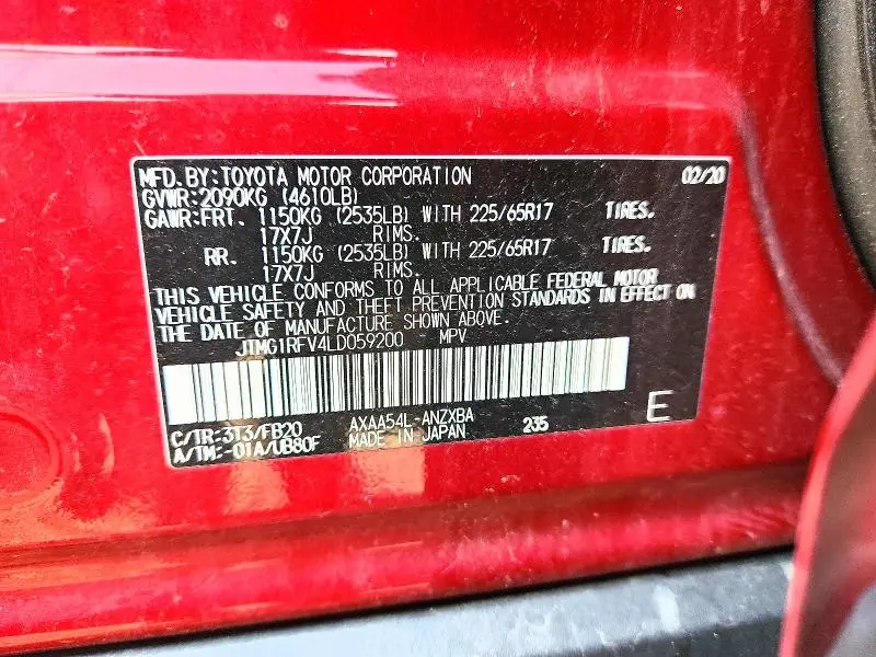 2020 TOYOTA RAV4 LE  