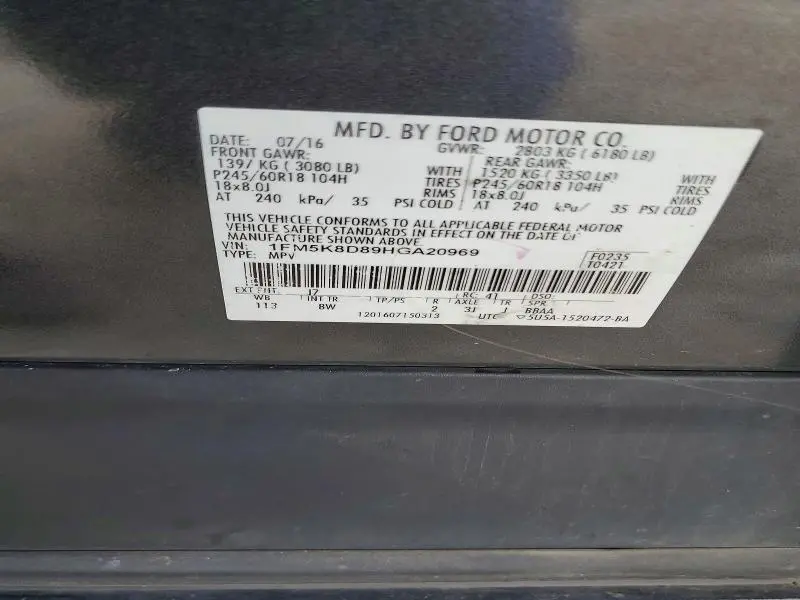 2017 FORD EXPLORER XLT  