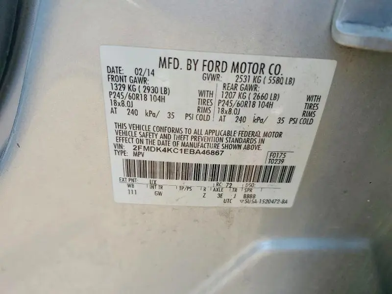 2014 FORD EDGE LIMITED  
